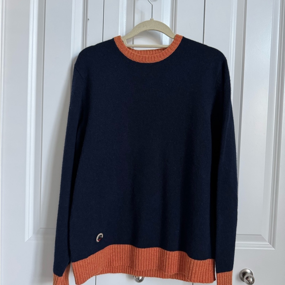 Southern Proper Men's Merino Wool Sweater in Navy and Orange